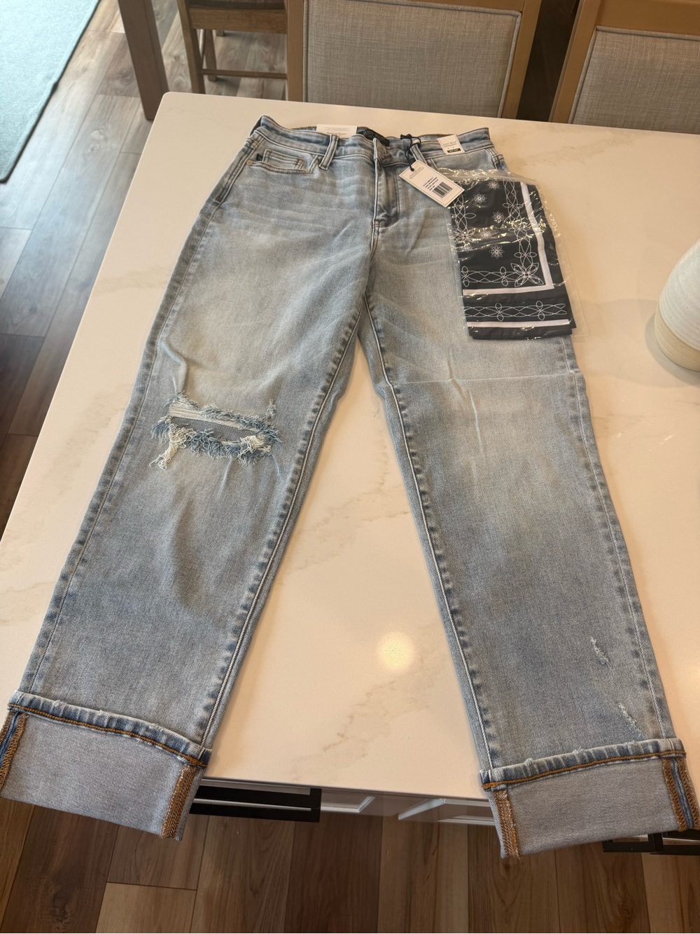 Judy Blue Light Blue Distressed Boyfriend Jeans